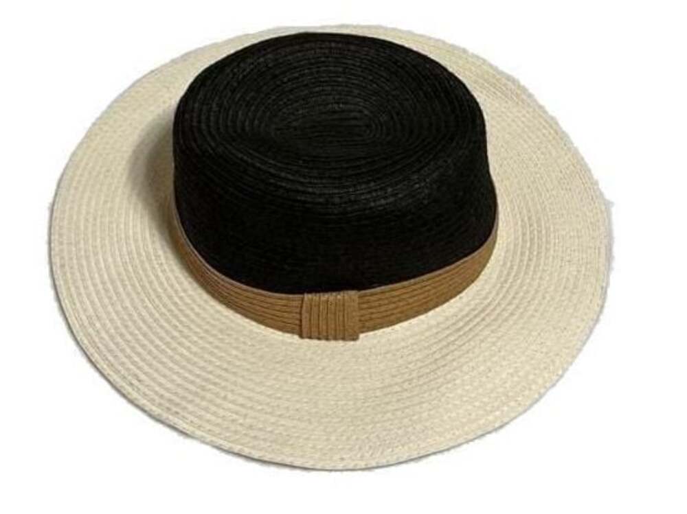 Nicole Marciano Two-Tone Straw Boater Hat